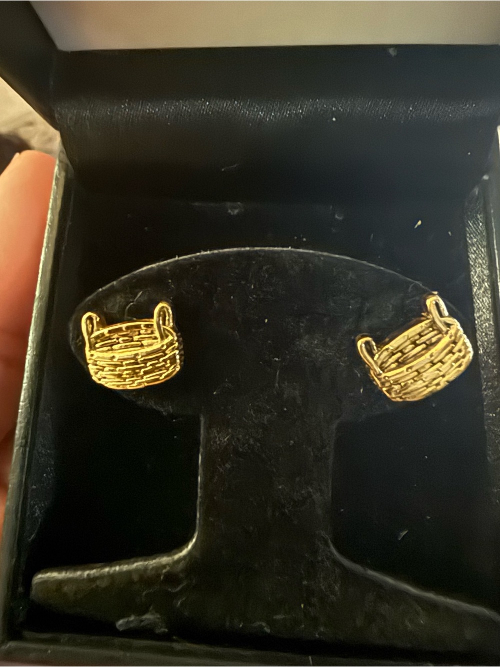 Longaberger Gold Basket Stud Earrings